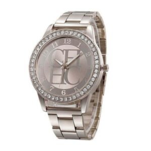 Alloy Diamond-Embedded Men's Wristwatch Fashion Trend Steel Strap Gift Student Watch